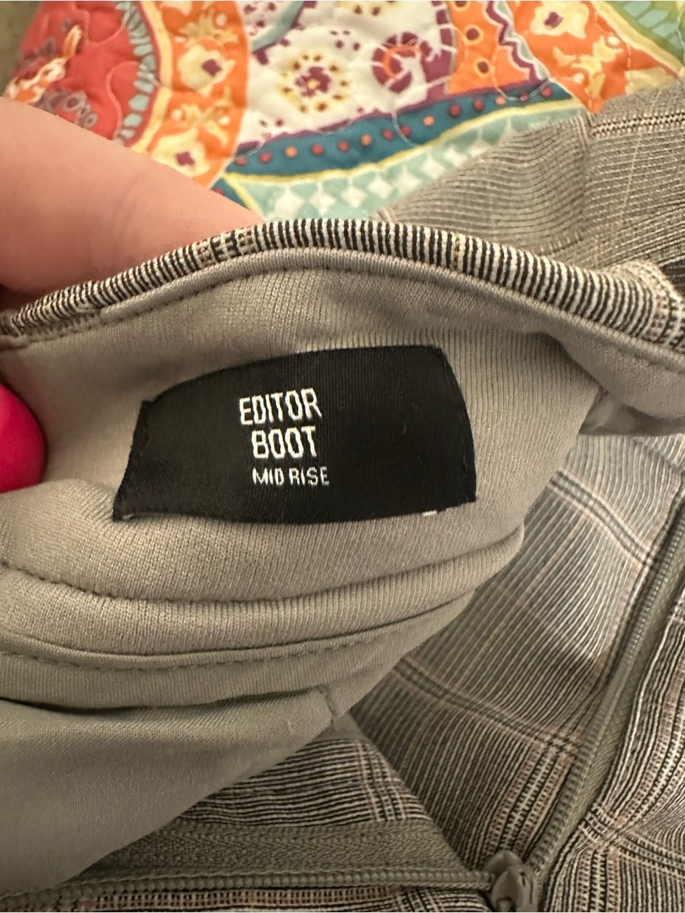 Express Editor Boot Mid Rise Gray Plaid Dress Pants - Picture 5 of 6